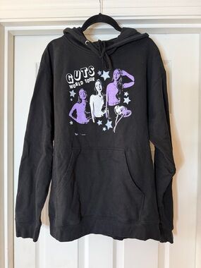 Olivia Rodrigo Guts World Tour Black Graphic Hoodie with Purple Print